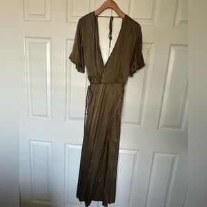 Whimsy + Row Lola wrap dress in hunter olive green